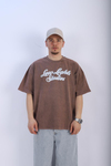 Fundayz LLS Acid Wash Kahve Oversize Tshirt T934