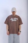 Fundayz LLS Acid Wash Kahve Oversize Tshirt T934