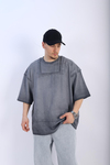 Fundayz Nakışlı Acid Wash Füme Oversize Tshirt T938
