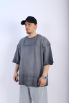 Fundayz Nakışlı Acid Wash Füme Oversize Tshirt T938