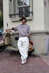 Fundayz Nakışlı Acid Wash Kahve Oversize Tshirt T939