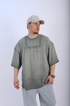 Fundayz Nakışlı Acid Wash Yeşil Oversize Tshirt T940
