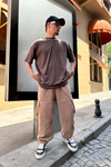 Fundayz Premium Kahve Oversize Tshirt T767