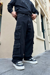 Fundayz Siyah Baggy Kargo Jean Pantolon P738