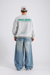 Future Kabartma Baskılı Gri Melanj Oversize Sweatshirt SW1134