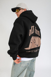 Gamble Baskılı Siyah Oversize Hoodie SW1359