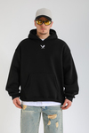 Gamble Baskılı Siyah Oversize Hoodie SW1359