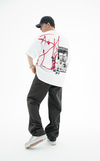 Gate Baskılı Beyaz Oversize Tshirt JC01 25Y91