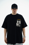 Gate Baskılı Siyah Oversize Tshirt JC01 25Y91