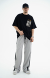 Gate Baskılı Siyah Oversize Tshirt JC01 25Y91