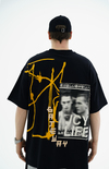 Gate Baskılı Siyah Oversize Tshirt JC01 25Y91