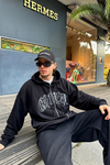 Graffiti Baskılı Siyah Oversize Zipper Sweatshirt SW993