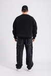Greatland Şerit Detay Siyah Oversize Sweatshirt SW1173