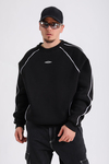 Greatland Şerit Detay Siyah Oversize Sweatshirt SW1173