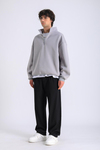 Gri Fermuar Yaka Oversize Sweatshirt SW1300