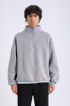 Gri Fermuar Yaka Oversize Sweatshirt SW1300