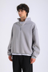 Gri Fermuar Yaka Oversize Sweatshirt SW1300