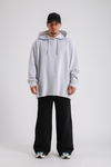 Gri Melanj Kesik Detay Uzun Oversize Sweatshirt SW1161