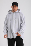 Gri Melanj Kesik Detay Uzun Oversize Sweatshirt SW1161
