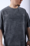 Harlem Club Baskılı Acid Wash Oversize Tshirt T956