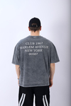 Harlem Club Baskılı Acid Wash Oversize Tshirt T956