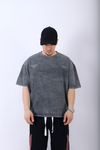 Harlem Club Baskılı Acid Wash Oversize Tshirt T956
