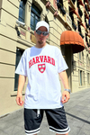 Harvard Nakışlı Beyaz Oversize Tshirt T834