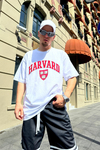 Harvard Nakışlı Beyaz Oversize Tshirt T834