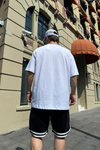 Harvard Nakışlı Beyaz Oversize Tshirt T834