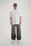 Heart Baskılı Beyaz Oversize Tshirt CT01 MRT26006/1