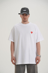 Heart Baskılı Beyaz Oversize Tshirt CT01 MRT26006/1