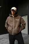 Heaven Baskılı Kahve Oversize Zipper Hoodie SW1103