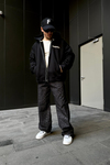 Heaven Baskılı Siyah Oversize Zipper  Hoodie SW1105