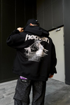 Heaven Baskılı Siyah Oversize Zipper  Hoodie SW1105
