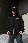 Heaven Baskılı Siyah Oversize Zipper  Hoodie SW1105