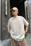 Hera Baskılı Krem Oversize Basic Tshirt T762