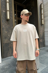 Hera Baskılı Krem Oversize Basic Tshirt T762