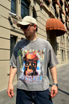 Homme Skull Baskılı Acid Wash Oversize Tshirt T808