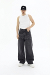 House Skate Baskı Efektli Siyah Jean
