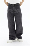 House Skate Baskı Efektli Siyah Jean