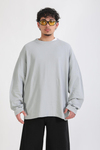 İnce Waffle Kumaş Krem Oversize Sweatshirt
