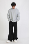 İnce Waffle Kumaş Krem Oversize Sweatshirt