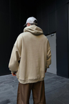 Intelligence Baskılı Bej Oversize Hoodie SW1093