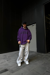 Intelligence Baskılı Mor Oversize Hoodie SW1104