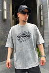Invitation Nakışlı Acid Wash Premium Oversize Tshirt T766