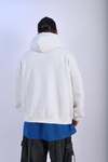 Isolation Baskılı Beyaz Oversize Zipper Hoodie SW1098