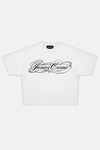 JR All Signature Baskılı Beyaz Boxy Fit Tshirt