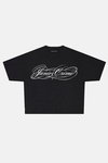 JR All Signature Baskılı Siyah Boxy Fit Tshirt