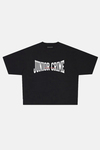 JR Elliptic Baskılı Siyah Boxy Fit Oversize Tshirt