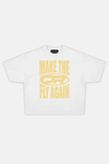 JR Fly Baskılı Beyaz Boxy Fit Tshirt